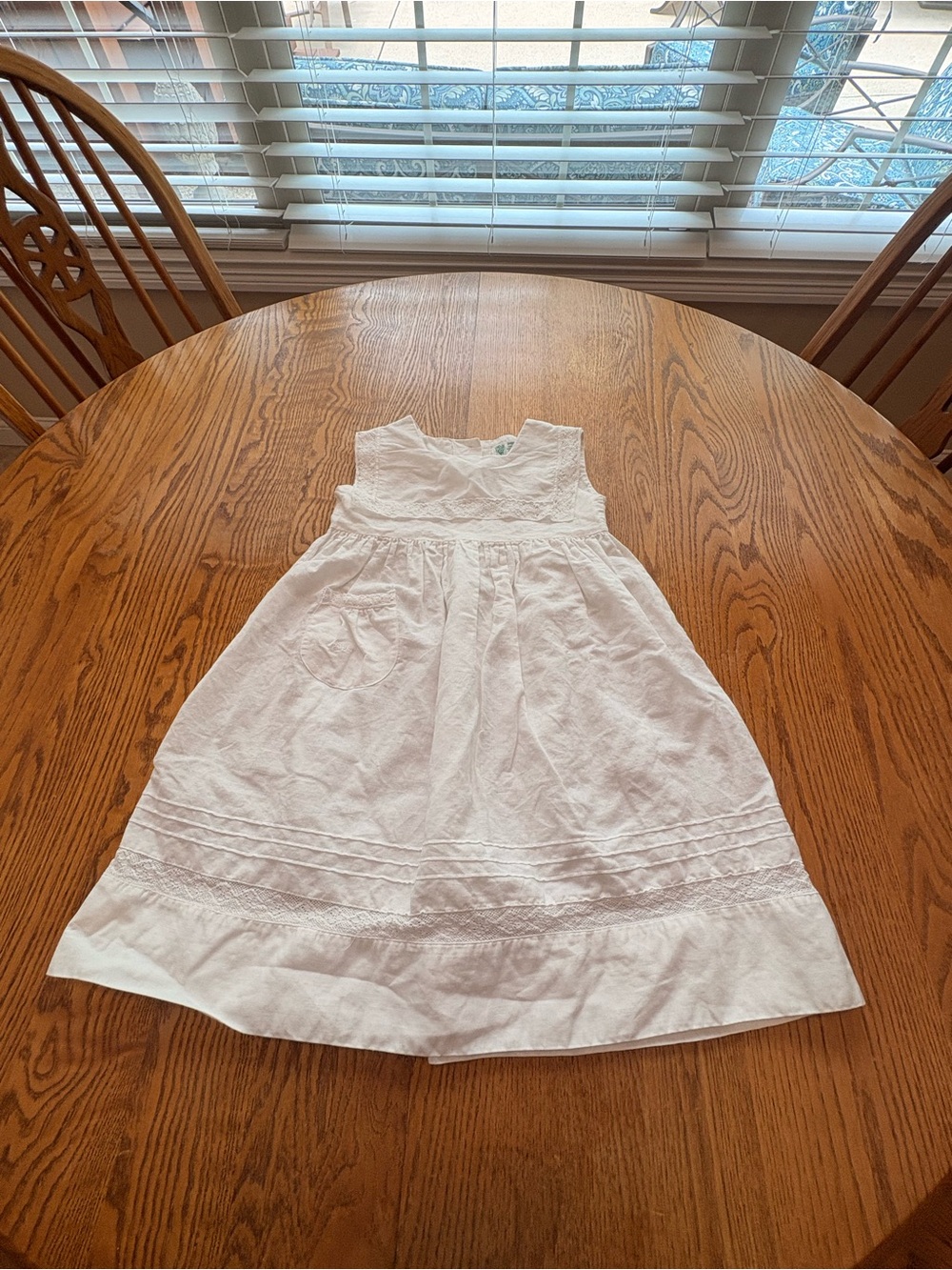 Paper White Vintage Hand Embroidered Linen Cotton Sleeveless Dress  4/5? 1984